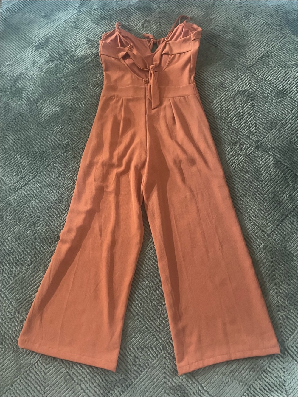 Wide-Leg Rust Tie-Front Jumpsuit